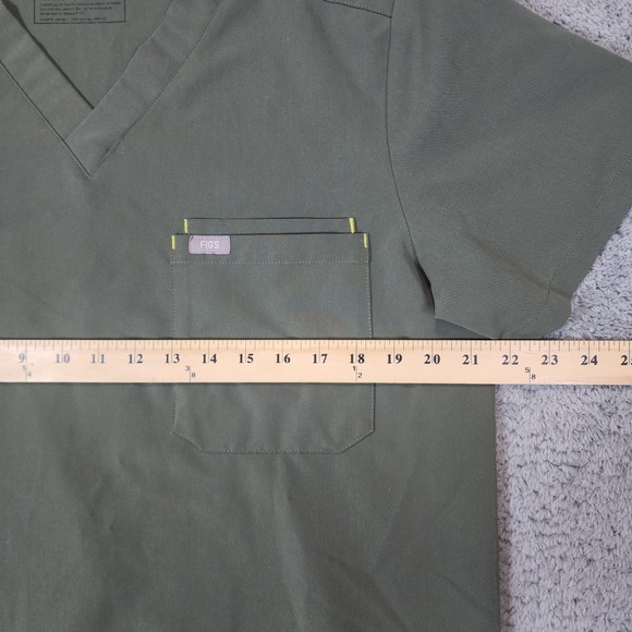 Figs Technical Collection Scrub Mens M Green Yellow Trim Stretch Double Pocket - Picture 7 of 9